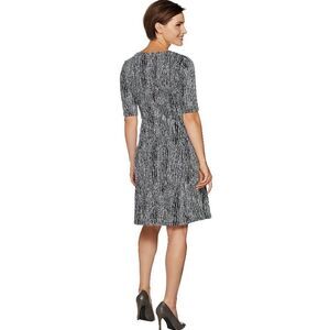 NWOT H by Halston Petite Knit Jacquard Fit & Flare Dress | Size LP